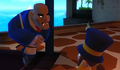 Hat kid talking to a Mafia Goon. (Note the early face textures.)