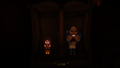 Bow Kid hiding alongside a Mafia Goon in Queen Vanessa's Manor.