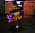 Hat Kid using her Brewing Hat.