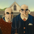 The Mafian Gothic. (This is a parody of "American Gothic" by Grant Wood.)